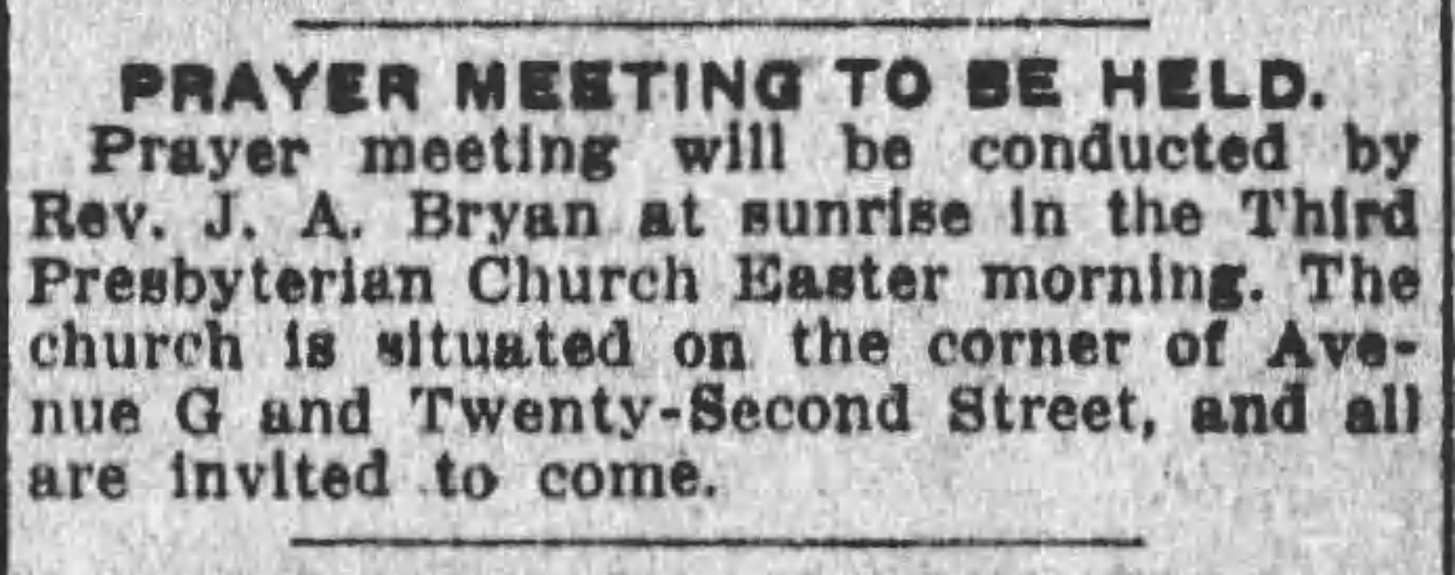 Prayer Meeting To Be Held